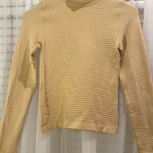 Beige Waffle Knit Long Sleeve Top